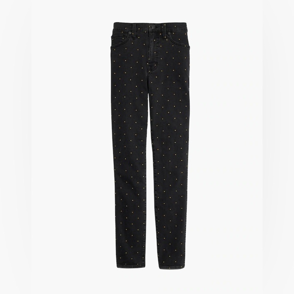Madewell Women's Black Grey 10" High Rise Skinny Jeans Metallic Dot Edition 30 - Picture 3 of 16